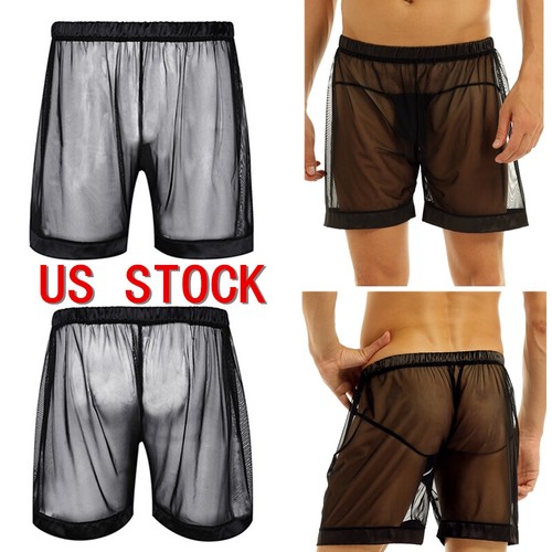 US Mens Shorts See Through Boxer Briefs 