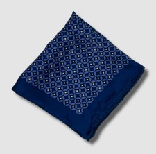  35 Alfani Men's Blue Geometric Pattern Silk Pocket Square Handkerchief
