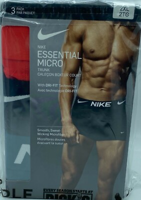 Nike Men's Essential Micro Trunk Briefs Underwear 3-Pack Blue Multi 2XL NEW $65