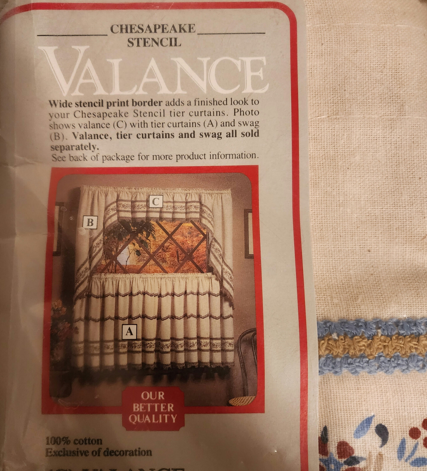 Vintage 80s Sears Valance Chesapeake Stencil Pattern 763 Royal Blue