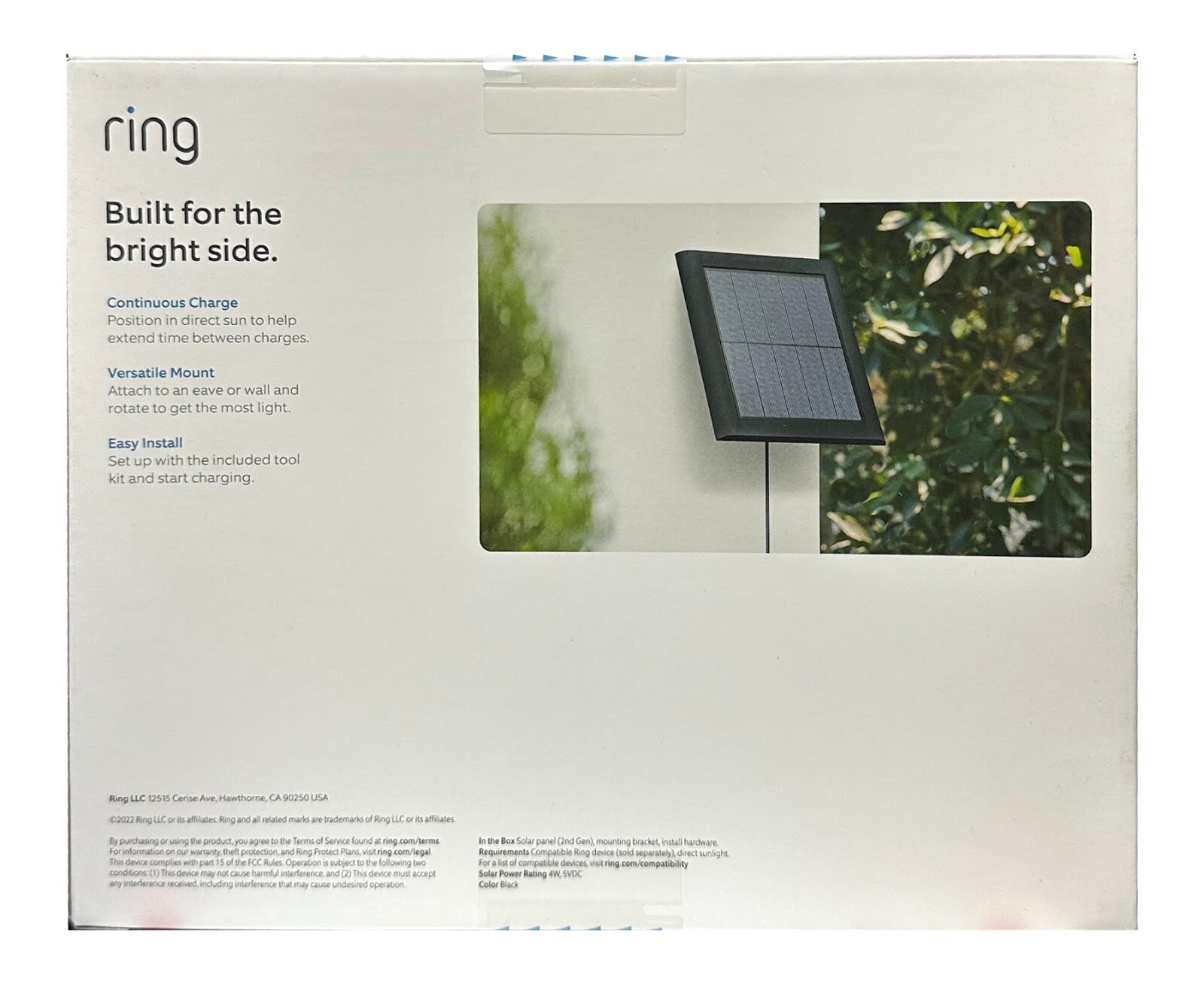 Ring 4W 2nd Generation Solar Panel for Select Ring Security Cameras - Black