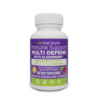 Basic Brands Multi Defend Elderberry Zinc Lozenge, 60 Count