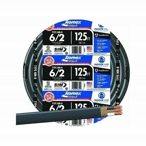 Southwire 125 ft. 6/2 Stranded Romex SIMpull CU NMB W/G Wire Black