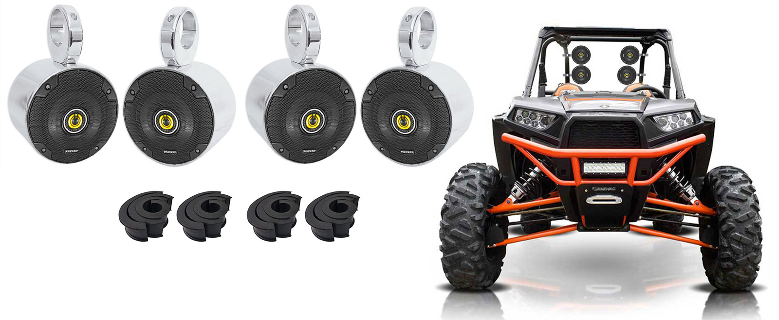 4 Колонки Kicker 525 из полированного металла для PolarisJEEPATVUTVRZRТЕЛЕЖКИ 48790₽