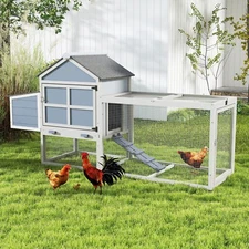 Outdoor 80'' Chicken Coop, Wooden Hen House Nest Box, Pet Hutch Garden Pull Tray