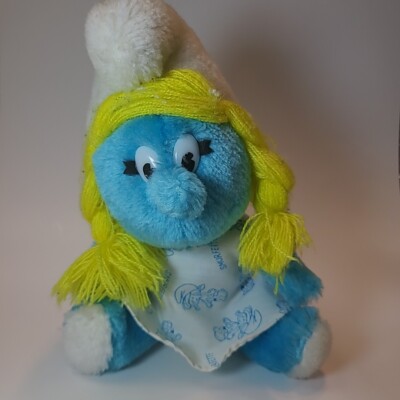 Schleich Peyo 1981 Wallace Berrie & Co Smurfette Plush Toy Vintage Smurfs EUC