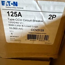 EATON CCV2125 BREAKER 2POLE 125A 120/240 W/LUGS NEW IN BOX READY TO SHIP