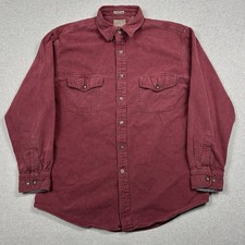 Vintage St Johns Bay Chamois Cloth Button Up Shirt Men s Large Red Flannel
