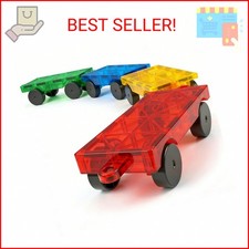 Magnetic Tiles Cars Construction Set, 4 PCS Magnet Cars Magnetic Building Blocks