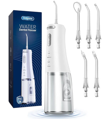#ad Onlyone Rechargeable Cordless Water Flosser Adjustable Water Pressure White $19.99