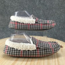Pottery Barn Slippers Womens M Randall Plaid Moccasin Slip On Multi Faux Fur