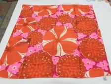 Vintage Vera Neumann Pink Orange Floral 21" Square Scarf Silk Japan Stains