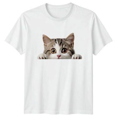 Peeking Cat T-Shirt Katzenliebhaber Katzen Geburtstag Geschenk für Sie und Ihn