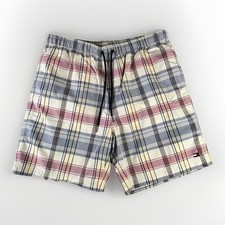 Tommy Hilfiger Shorts Mens Large Plaid Swim Trunks Drawstring Cotton Nylon Beach