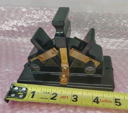 Vintage Leeds & Northrup 3-Position Bakelite & Copper Lever Knife Switch DPDT