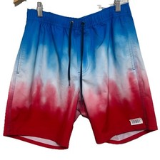 O'Neill Board Shorts Mens Small Red Blue Striped Pockets Patriotic 4th of July