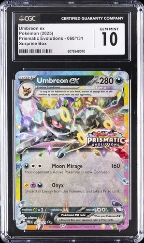 2025 POKEMON PRISMATIC EVOLUTIONS SURPRISE BOX UMBREON EX CGC 10 GEM MINT