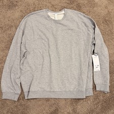 Alo Yoga Chill Crew Pullover Sweatshirt Athletic Heather Grey Relaxed XL