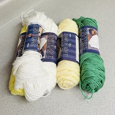 Lot of 5 Lion Brand Simply Soft Skein Yarn White Yellow Green