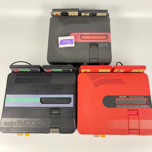 Twin Famicom Sharp Nintendo AN-505BK / 500R / 500B Console Tested Japan New Belt