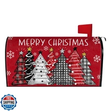 Christmas Tree Mailbox Cover 25.5x21 Inch, Merry Christmas Post L