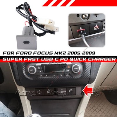 Für Ford Focus MK2 2005-2009 Auto USB-C PD Ladegerät Buchse Steckdose Rot Licht