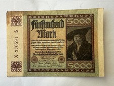 Banknote Germany 5000 Mark 1922-12-02 SN:X270594S