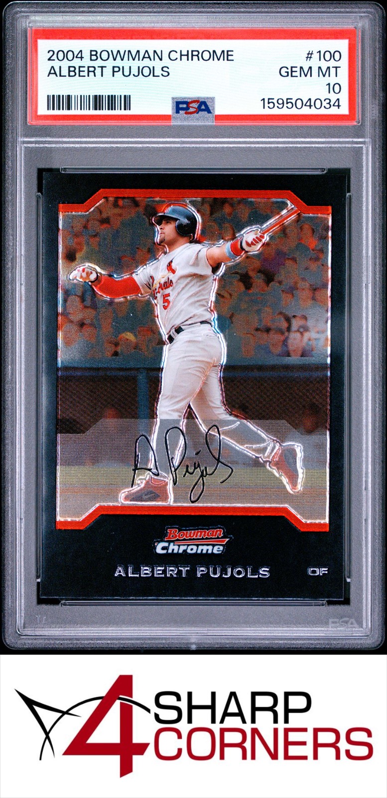 2004 BOWMAN CHROME #100 ALBERT PUJOLS CARDINALS PSA 10 view 1