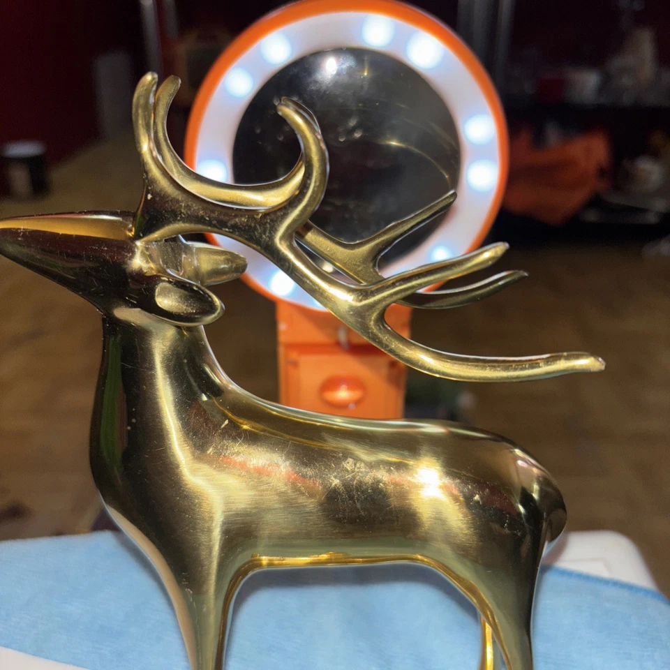 Un soporte para medias de reno cerámica granero dorado Vintage Foto 3 de 4