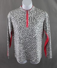 Tail Women's Black Pink White Animal Print 1/4 Zip Long Sleeve Activewear Top XL