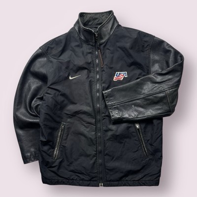 Vintage Men's Nike Team USA Hockey 2002 Olympics Leather Bomber