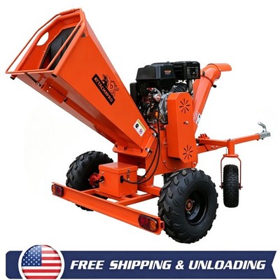 18HP Wood Chipper 500cc Gasoline 6'' Max Branch Diameter Electric Start FREE SHIP
