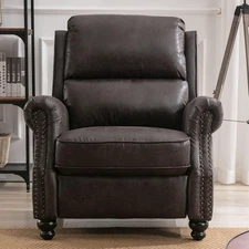 CANMOV Push back Recliner Chair - 31"  Faux Leather Armchair  Brown Chair