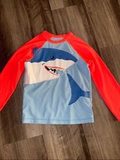Baby GAP 5T swim rash guard boys long sleeve sharks beach pool neon blue cover