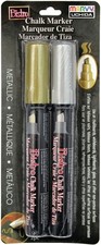 Uchida Bistro Chalk Marker Chisel Tip Set 2/Pkg-Metallics - Gold  Silver