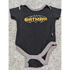 Baby Batman Logo Black Gray Ringer 3 - 6 Months Cotton DC Comics