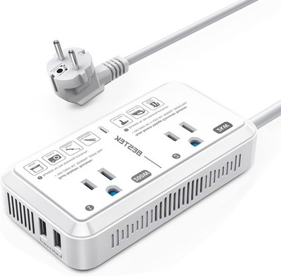 European Travel Plug Adapter 220V to 110V Voltage Converter US White 