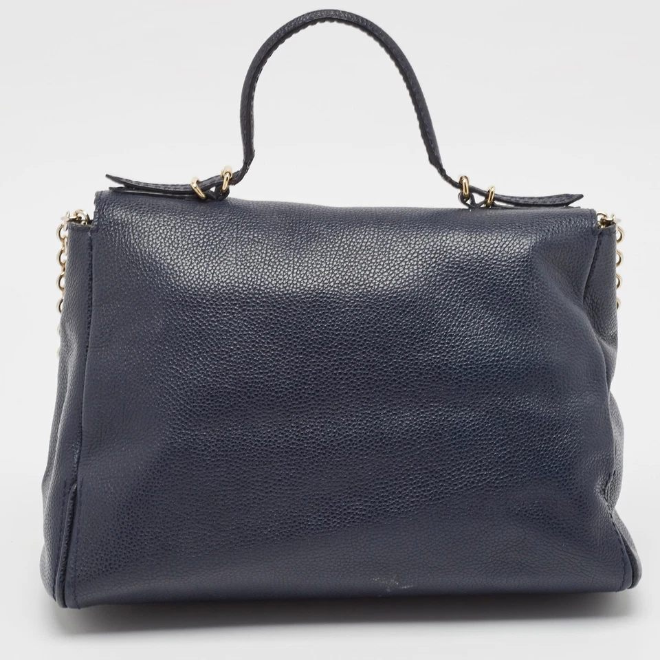 Bolso CH Carolina Herrera Cuero Azul Minuetto Solapa Asa Superior Foto 4 de 4