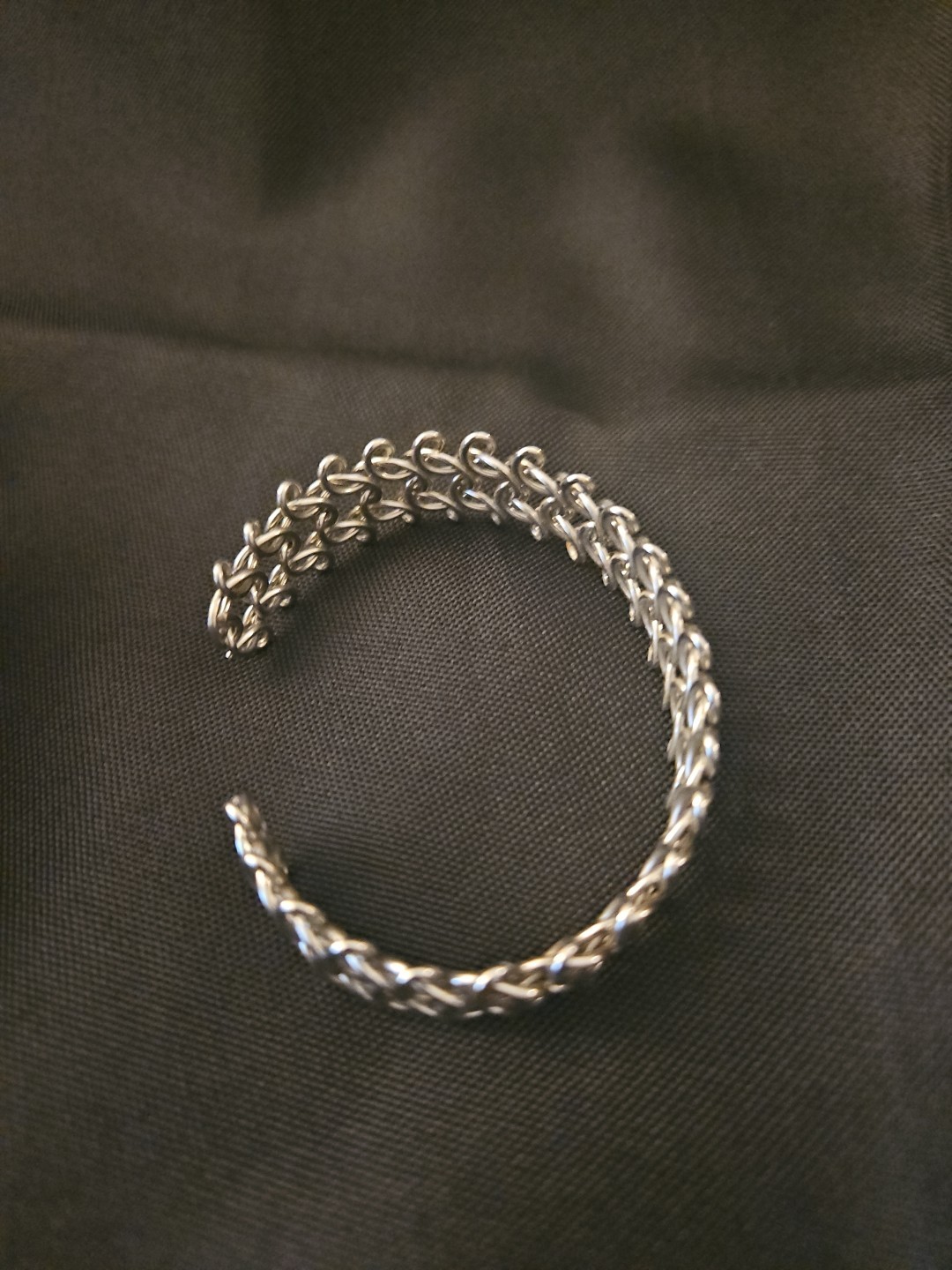 Adjustable Silver Tone Mesh Cuff Bangle Bracelet - image 4