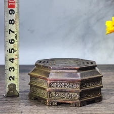Chinese Tai Ji BaGua Antique Copper Alloy Incense Burner Home Fengshui Ornament