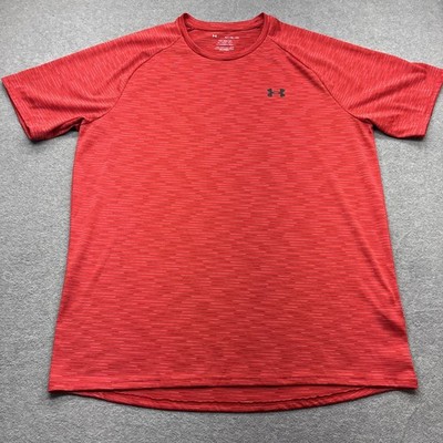 Under Armour Shirt Mens XLT Short Sleeve Tech Tee Red Crew Neck Loose Fit Logo