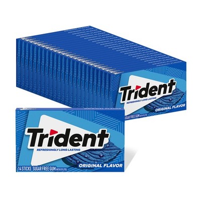 Trident Original Flavor Sugar-Free Chewing Gum, 14 Count (Pack of 24), White