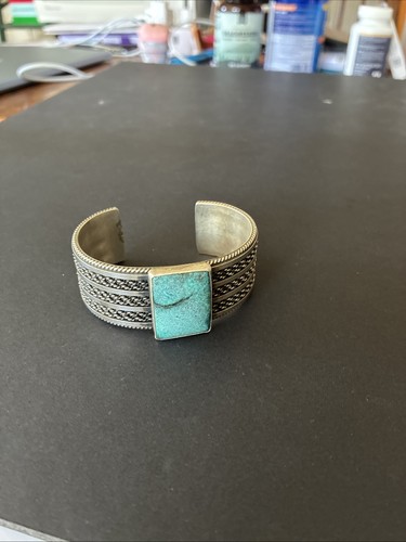 Navajo Kinsman Türkis & Sterlingsilber Armreif Armband signiert von Tahe 6 1/2" - Bild 8 von 10