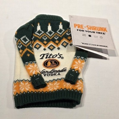 Tito's Handmade Vodka Bottle Koozie ''Ugly'' Sweater Christmas Tree Ornament NWT