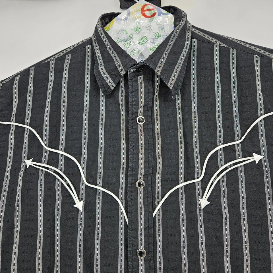 Camisa a Presión Roper Pearl Vintage Para Hombres XL Rockabilly Diamond Western Rodeo Negra  Foto 2 de 4