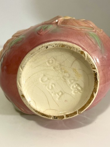 Ancien pichet à fleurs rose Sunglow poterie HULL motif circa 1950 #522498 - Photo 7/9