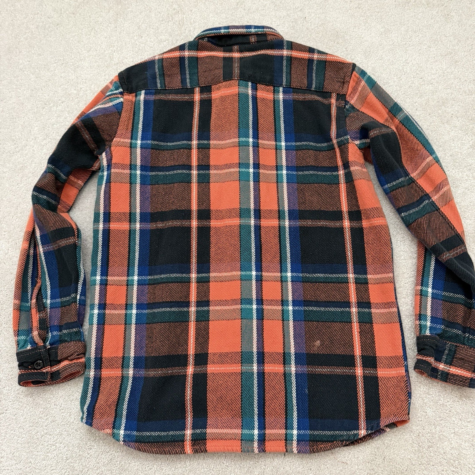 Stussy Flannel Shirt Men’s Medium Orange Plaid Button Up Streetwear Vintage thumbnail 8