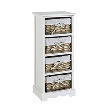 Home Source Bedroom Wooden Storage 26D x 33W x 76H cm (4 Drawers), White