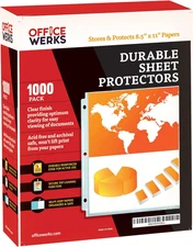 1000 Bulk Sheet Protectors, 8.5 X 11 Inch Clear Page for 3 Ring Binder, 35 Micro