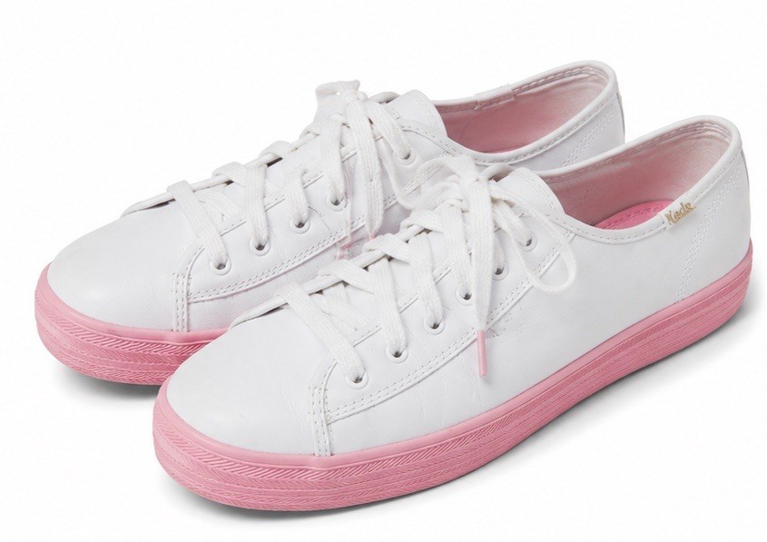 Keds x Kate Spade New York White Pink Leather Sneakers Womens Size 10